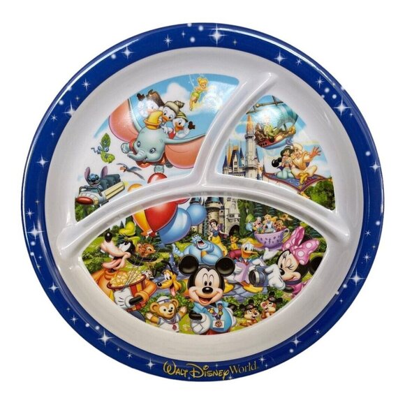 Walt Disney World Magic Kingdom Mickey Mouse & Pals Plastic Sectioned Plate New